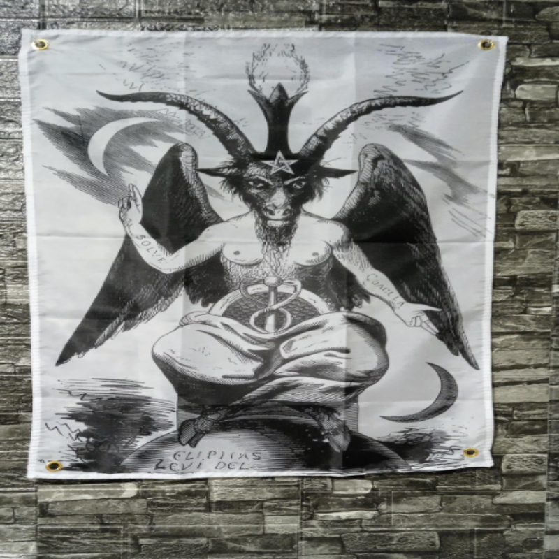 Drapeau baphomet blanc image 0