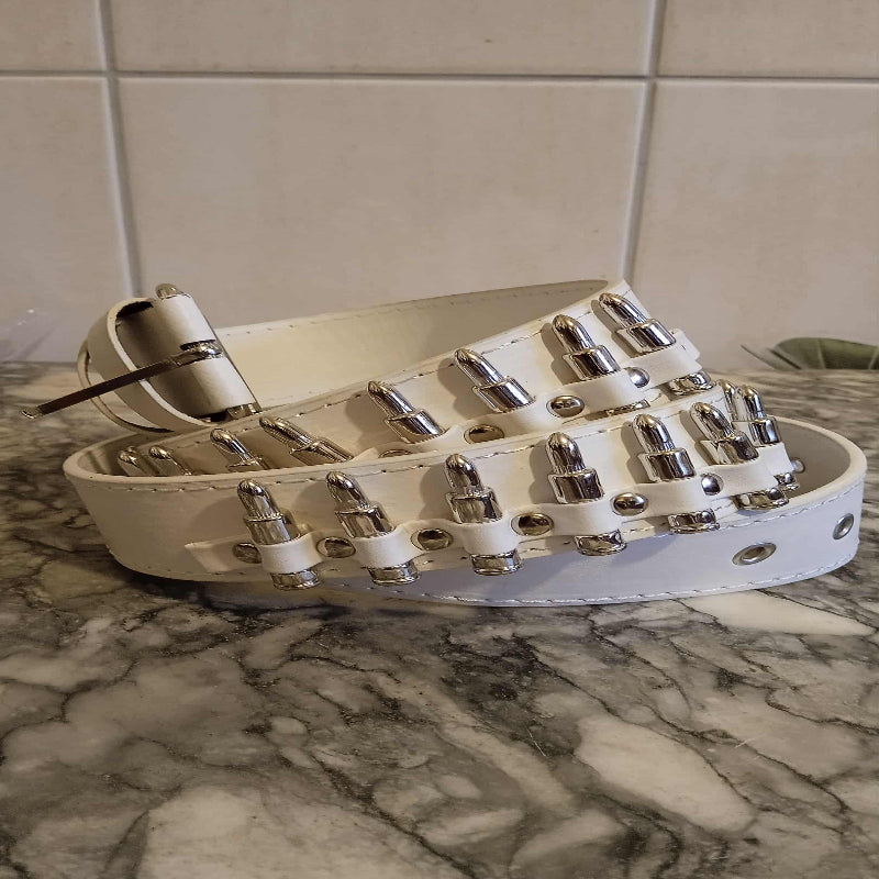 Ceinture blanche fausses munitions