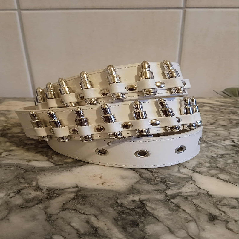 Ceinture blanche fausses munitions